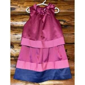 Janie And Jack Pink Shimmery With Blue Trim On Bottom Holiday Dress Size Girls 6